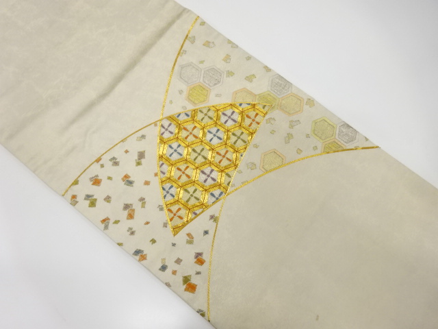 JAPANESE KIMONO / ANTIQUE FUKURO OBI / SILK / EMBROIDERY / CLASSICAL PATTERN